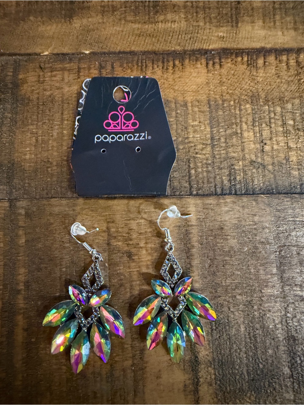 Paparazzi Iridescent Multi-Color (oil spill) Dangle Earrings